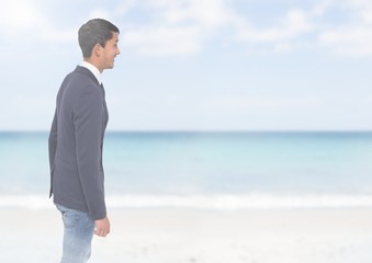 Canvas Print - Man walking on beach