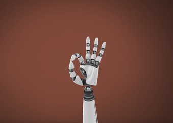 Poster - Android Robot hand gesture OK with brown background