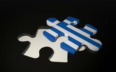 Poster - Greek Flag Puzzle Piece - Flag of Greece.