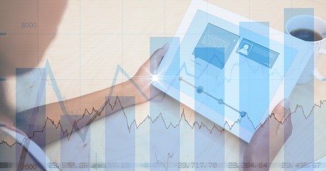 Poster - Cropped image of businesswoman using tablet PC