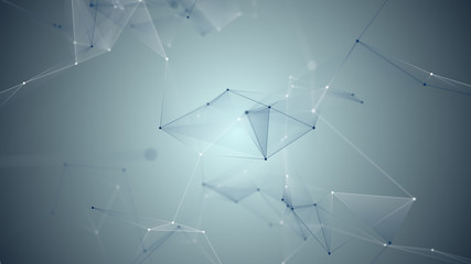 Wall Mural - abstract background. triangles, dots and lines are connecting with shine on blur background.