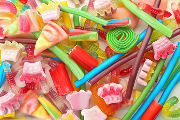 Sticker - Tasty colorful jelly candies, closeup