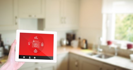 Sticker - Hand using smart home app in kitchen