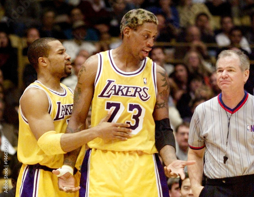 LAKERS RODMAN ARGUES TECHNICAL FOUL CALL. - Buy this stock photo ...