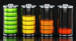 Four different battery levels. 3D illustration