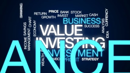 Sticker - Value investing animated word cloud, text design animation.