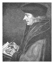 Erasmus Of Rotterdam, Engraving From Hans Holbein The Young Portrait, XVI Century