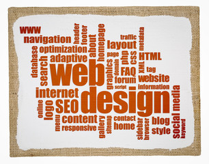 Wall Mural - web design word cloud on art canvas