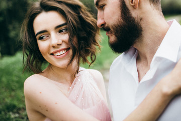 Wall Mural - Portrait of beautiful bride and groom