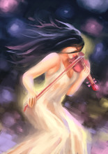 Violin Woman Painting