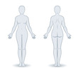 Vector silhouettes of woman front and back view