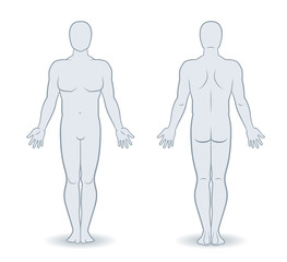 vector silhouettes of man front and back view