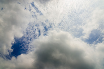 Wall Mural - white cloud before dropped rain moving on blue sky.