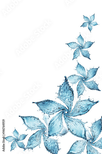 Naklejka na szybę Niebieskie błękitne kwiaty na białym tle