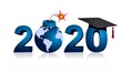 graduation 2020 and bomb with world map