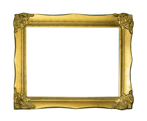 gold picture frame. Isolated on white background