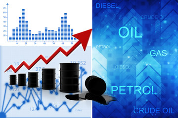 Poster - 3D rendering oil text with graph
