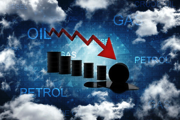 Poster - 3D rendering oil text with graph
