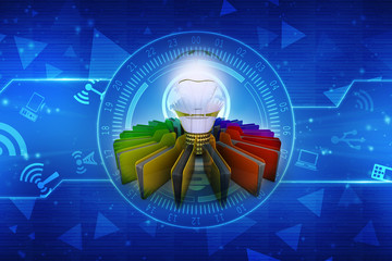 Poster - 3d rendering led light bulb with folder
