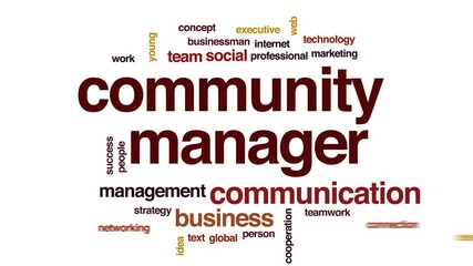 Sticker - Community manager animated word cloud, text design animation.