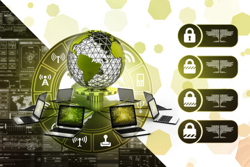 Poster - 3d rendering technology laptop network

