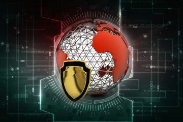 Poster - 3d rendering Protect the World
