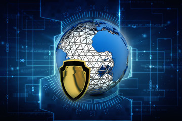 Poster - 3d rendering Protect the World
