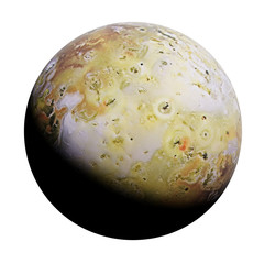 Wall Mural - io, moon of the planet saturn in natural colours, isolated on white background
