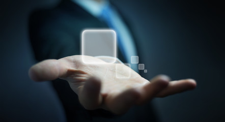 Wall Mural - businessman surfing on internet with digital tactile interface 3d rendering