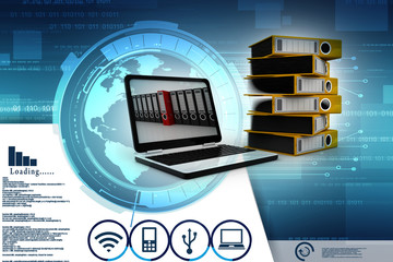 Poster - 3d rendering Binder with laptop
