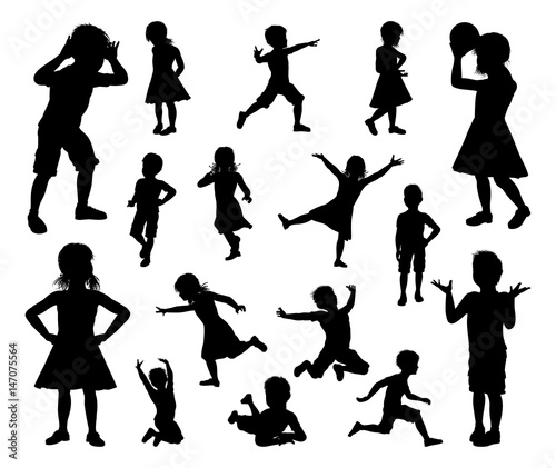 Kids Children Silhouette Set Stock Vector | Adobe Stock