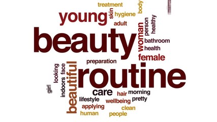 Wall Mural - Beauty routine animated word cloud, text design animation.