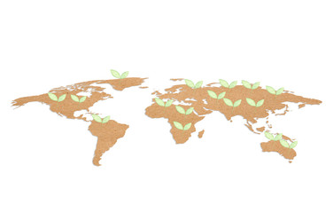 paper in the shape of world and green leaves environment care concept - elements of this image furni