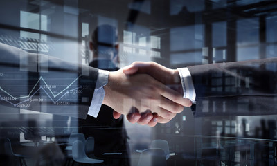 Poster - Partners shaking hands as symbol of deal