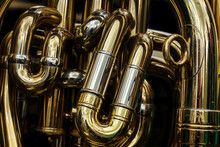 Detail Of The Brass Pipes Of A Tuba