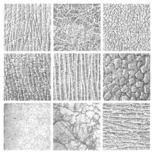Set Of Nine Detailed Grungy Organic Vector Textures