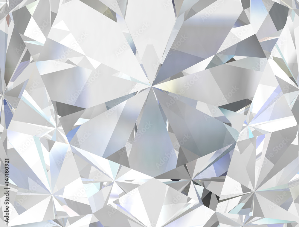 Realistic diamond texture close up, 3D illustration. - obrazy, fototapety, plakaty 