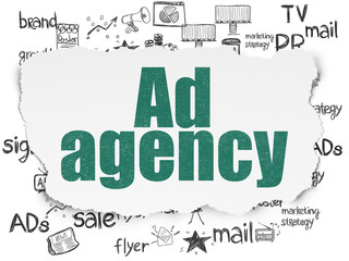 Advertising concept: Ad Agency on Torn Paper background