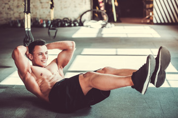 Young sportsman working out