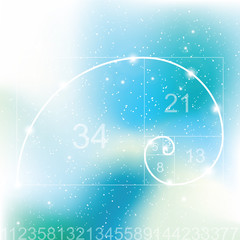 Wall Mural - Golden ratio - proportion. Universe with stars. Matrix of glowing stars. Space background.