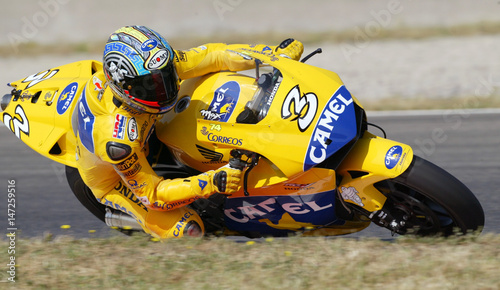 Italian Moto Gp Rider Max Biaggi Take Curve During Second - 