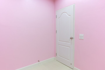 Sticker - empty pink room with door in home