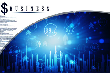 Poster - 2d rendering Stock market online business concept. business Graph
