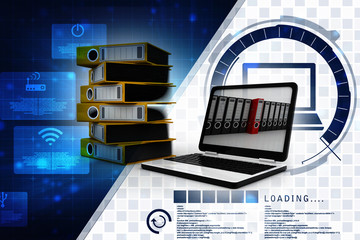 Poster - 3d rendering Binder with laptop
