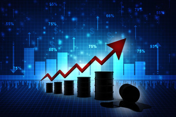 Poster - 3D rendering oil text with graph
