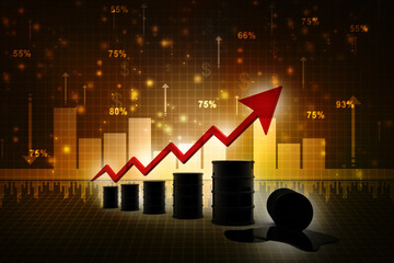 Poster - 3D rendering oil text with graph
