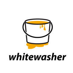 Wall Mural - vector sign, bucket with paint. whitewasher and diy concept