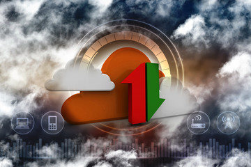 Poster - 3d illustration Cloud with uploading downloading arrow 