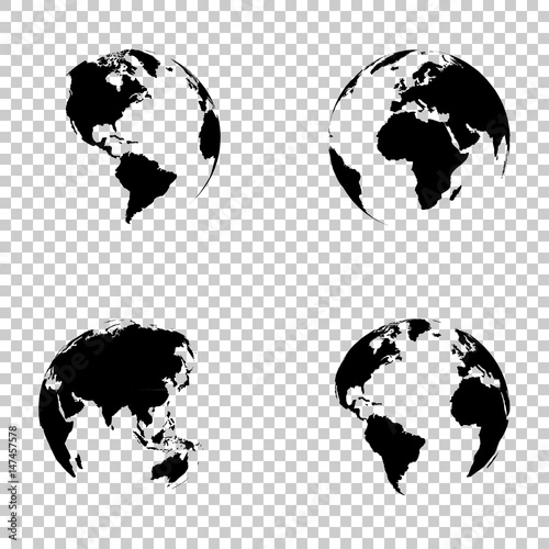 Fotografie, Obraz Set 3d earth globe on isolated background
