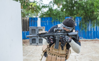 Wall Mural - airsoft guns player, Thailand